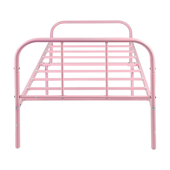 Furniture R Cadre de Lit Simple en Métal, avec Tête et Pied de lit, Base en Fer Solide pour Enfants ou Adolescents, Maison, Dortoir D'étudiants, Chambre d'enfants, Rose