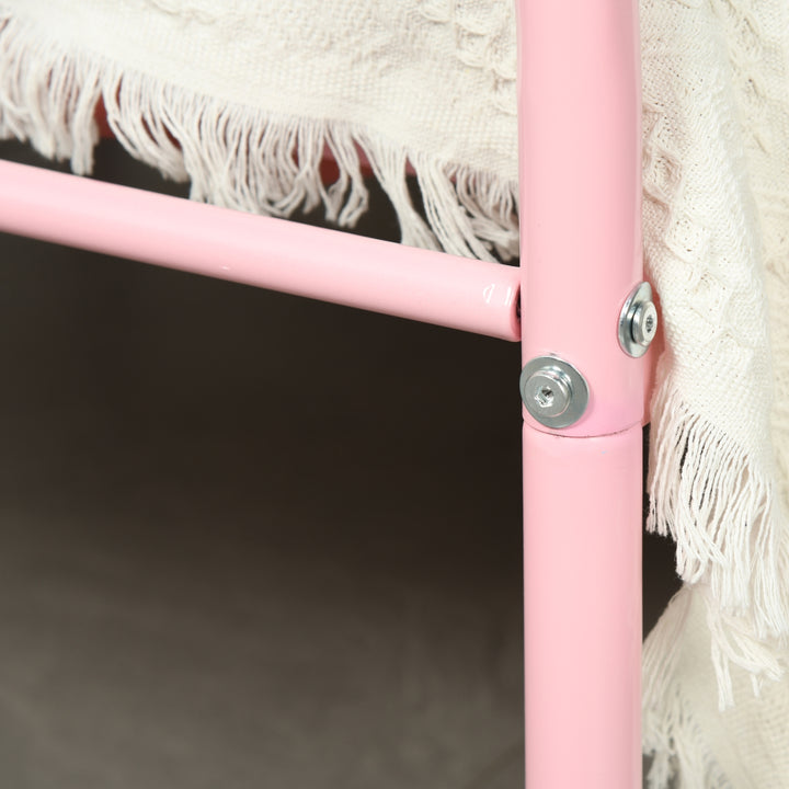 Furniture R Cadre de Lit Simple en Métal, avec Tête et Pied de lit, Base en Fer Solide pour Enfants ou Adolescents, Maison, Dortoir D'étudiants, Chambre d'enfants, Rose