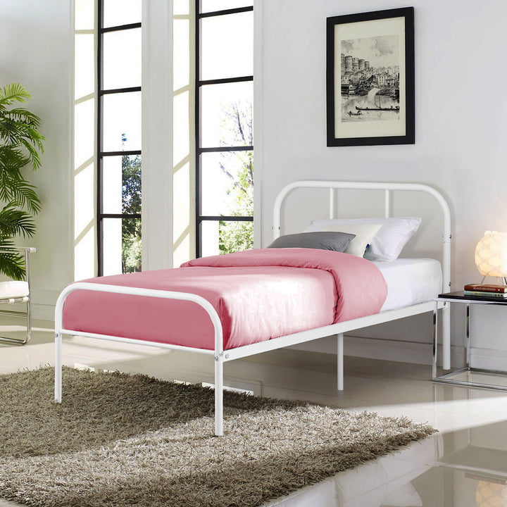 FurnitureR 1-Pack Lit à Lattes Blanc, Style Minimaliste Moderne, Cadre Métallique Robuste, Économie d'Espace, Idéal Chambre Adolescents ou Adultes, Facile à Monter, 197x91,5x81cm