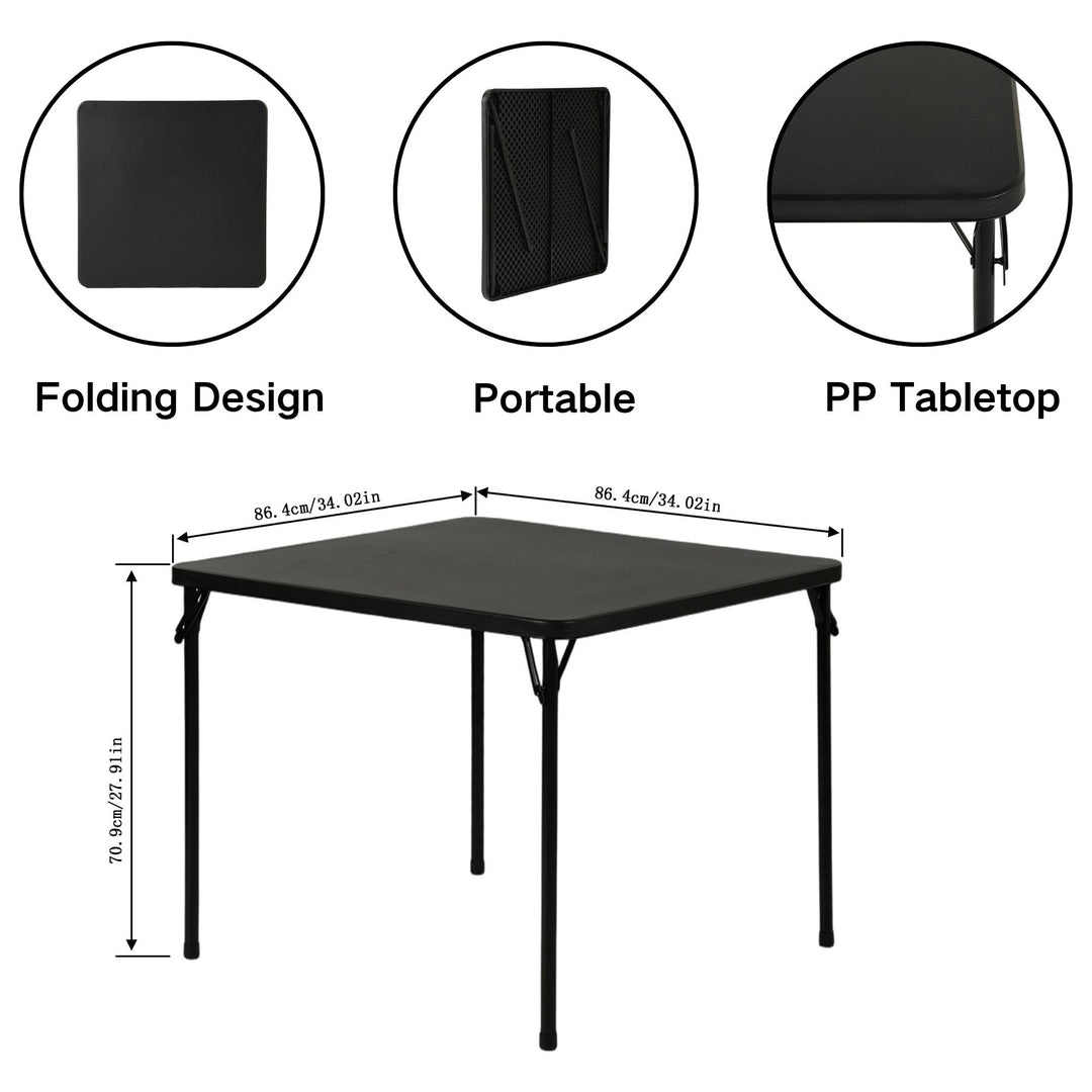 FurnitureR 34-Inch  Folding Table, Heavy-Duty PP Tabletop with Metal Frame, Portable Foldable Utility Table for Picnic, Party, Events, Small Spaces
