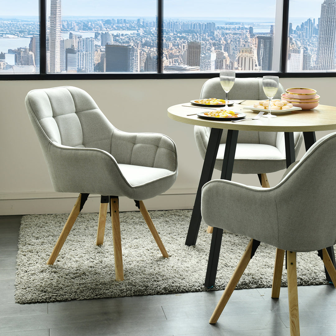 Accent Armchair Fabric Upholstered, Modern Leisure Vanity Chair with Padded Backrest and Seating Cushion, Swivel Armchair Side Chair, Grey