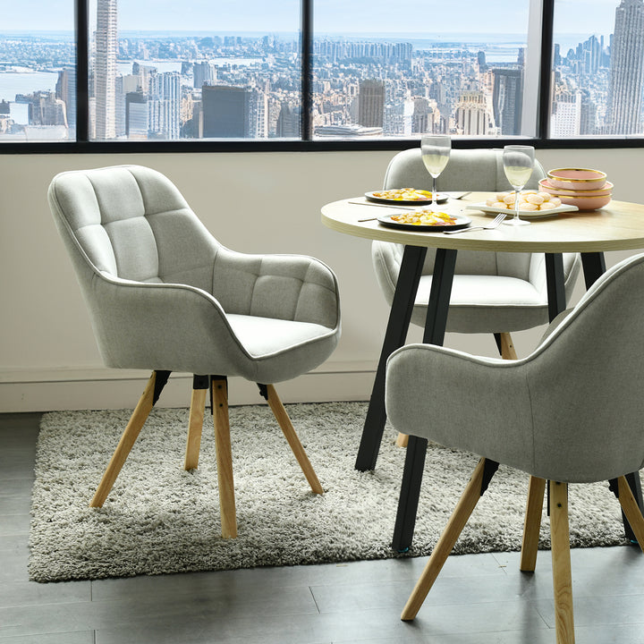 Accent Armchair Fabric Upholstered, Modern Leisure Vanity Chair with Padded Backrest and Seating Cushion, Swivel Armchair Side Chair, Grey