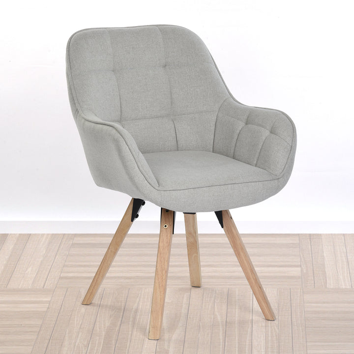 Accent Armchair Fabric Upholstered, Modern Leisure Vanity Chair with Padded Backrest and Seating Cushion, Swivel Armchair Side Chair, Grey