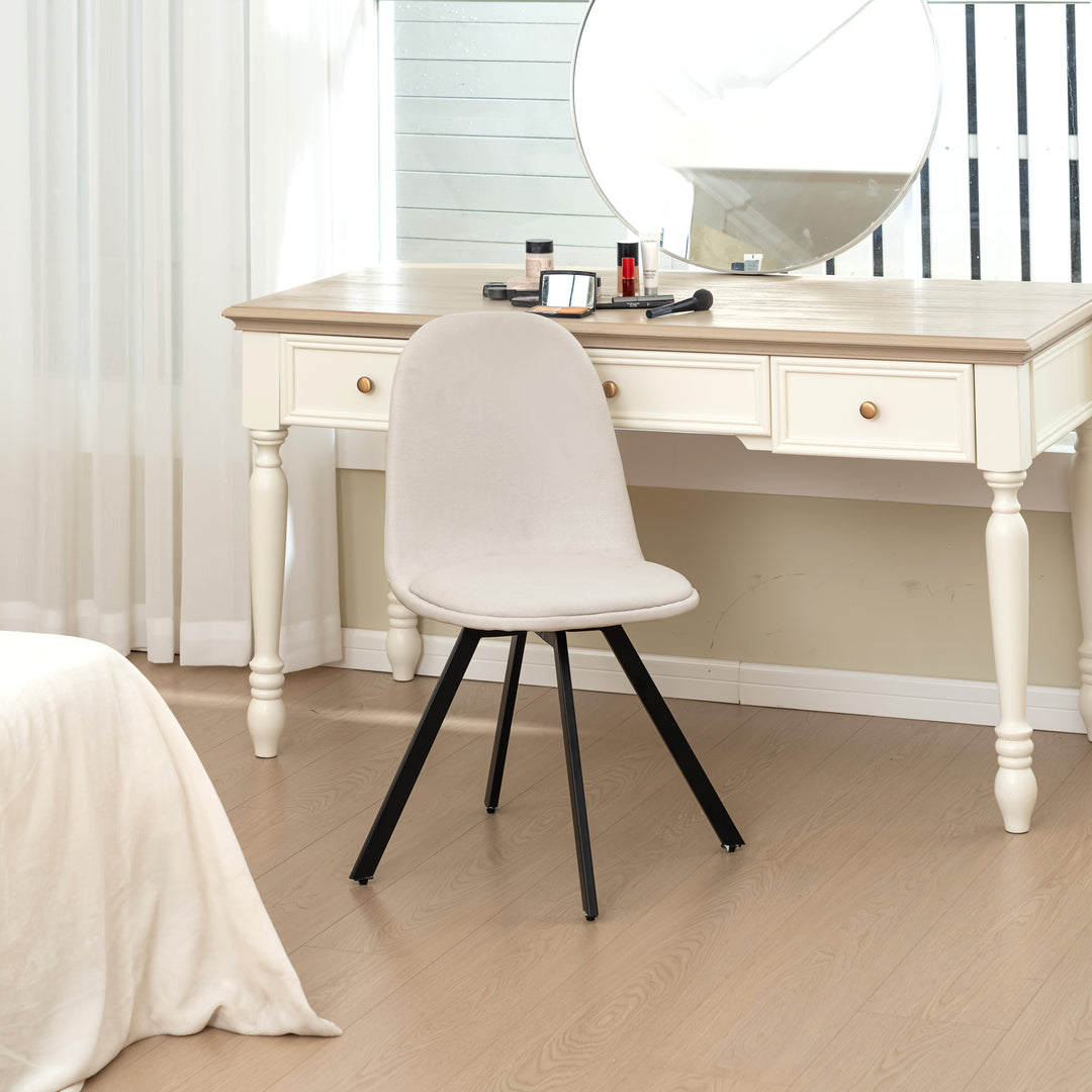 Furniture R Lot de 4 Chaises, Pivotant sur 360° sans Accoudoirs et avec des Pieds Radiaux en Métal, Élégantes pour la Chambre a Coucher et la Salle a Manger, Couleur Crème, Beige, 41 x 46 x 77cm