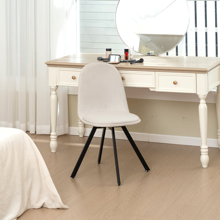 Furniture R Lot de 4 Chaises, Pivotant sur 360° sans Accoudoirs et avec des Pieds Radiaux en Métal, Élégantes pour la Chambre a Coucher et la Salle a Manger, Couleur Crème, Beige, 41 x 46 x 77cm