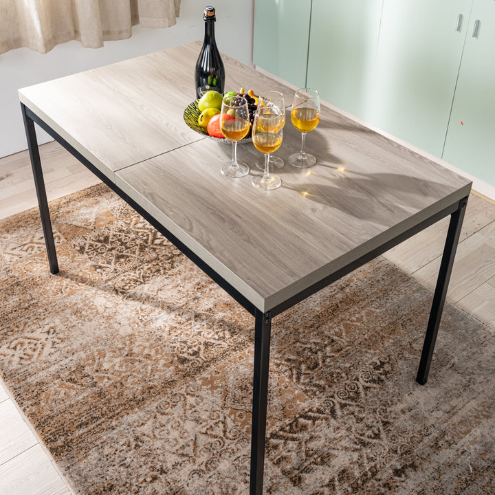 FurnitureR Table à Manger en Bois grainé Gris, Table à Manger de Cuisine, Salle à Manger Salon Table à Manger rectangulaire avec Pieds réglables, 120x70x75cm, Gris