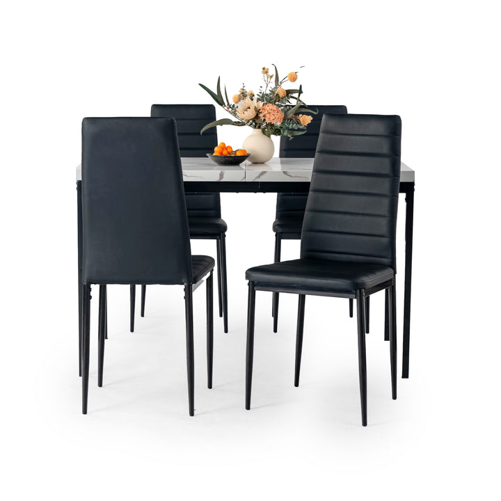 FurnitureR Rectangular Dining Table, for 4-6 People, Modern Minimalist Design, Thick Wood Top with Metal Frame, Elegant Centerpiece for Home Or Office, Outdoor & Indoor