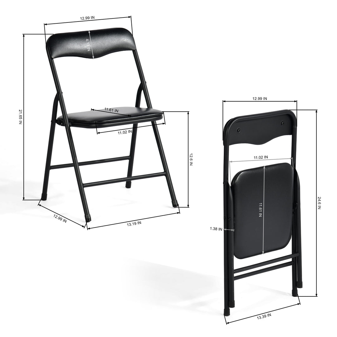 Ensemble table et chaises pliantes pour enfants FurnitureR 5 pièces, petite table carrée et 4 chaises, assises rembourrées en PVC, idéal pour les activités préscolaires, noir