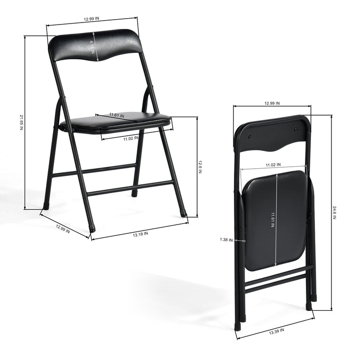 Ensemble table et chaises pliantes pour enfants FurnitureR 5 pièces, petite table carrée et 4 chaises, assises rembourrées en PVC, idéal pour les activités préscolaires, noir