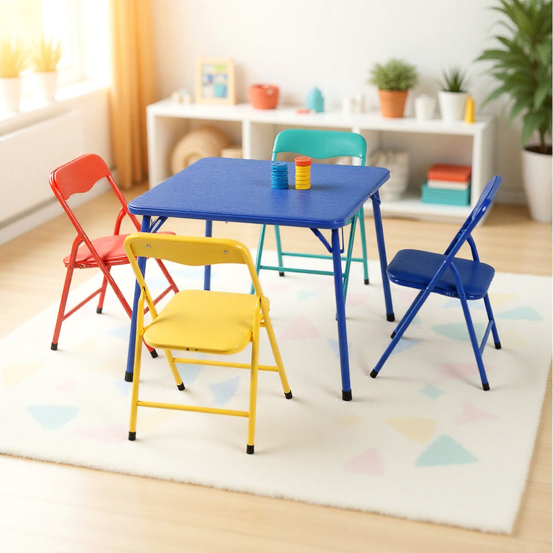 Ensemble table et chaises pliantes 5 pièces FurnitureR, table et chaises carrées pour garderies et salles de classe, ensemble table et chaises d'activités pour petits enfants
