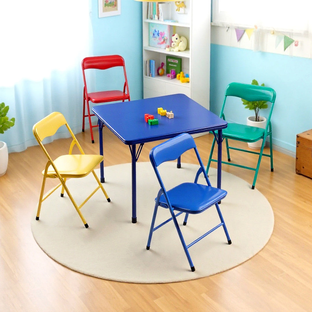 Ensemble table et chaises pliantes 5 pièces FurnitureR, table et chaises carrées pour garderies et salles de classe, ensemble table et chaises d'activités pour petits enfants