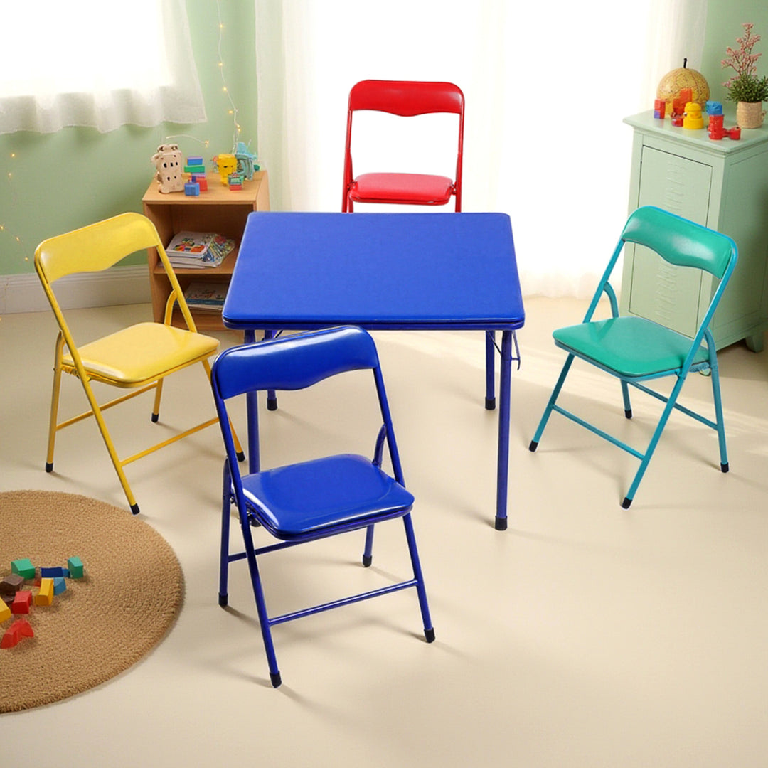Ensemble table et chaises pliantes 5 pièces FurnitureR, table et chaises carrées pour garderies et salles de classe, ensemble table et chaises d'activités pour petits enfants