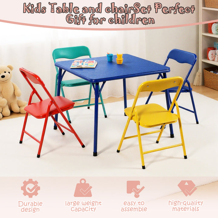 Ensemble table et chaises pliantes 5 pièces FurnitureR, table et chaises carrées pour garderies et salles de classe, ensemble table et chaises d'activités pour petits enfants