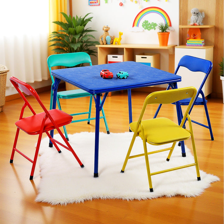 Ensemble table et chaises pliantes 5 pièces FurnitureR, table et chaises carrées pour garderies et salles de classe, ensemble table et chaises d'activités pour petits enfants