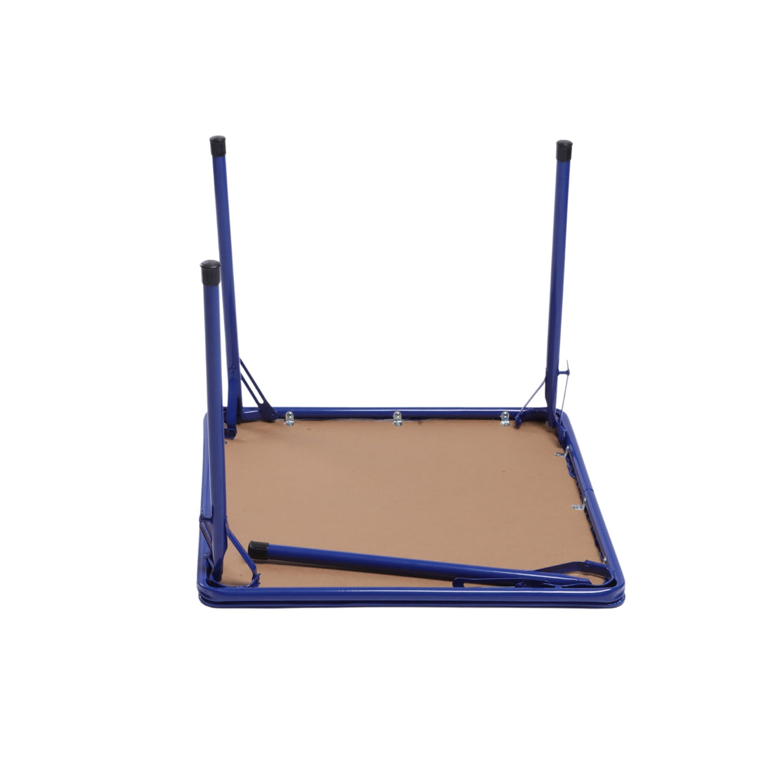 Furniture R 5PCS-Children's Table and Chair Sets, Vibrant Coloured Foldable Upholstered Seats, Portable Metal Base for Bedroom and Daycare Classroom, Playrooms, Easy-Clean Surface, 61x61x50CM
