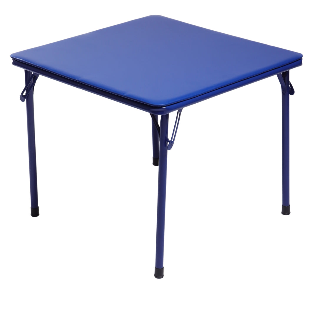 Furniture R 5PCS-Children's Table and Chair Sets, Vibrant Coloured Foldable Upholstered Seats, Portable Metal Base for Bedroom and Daycare Classroom, Playrooms, Easy-Clean Surface, 61x61x50CM