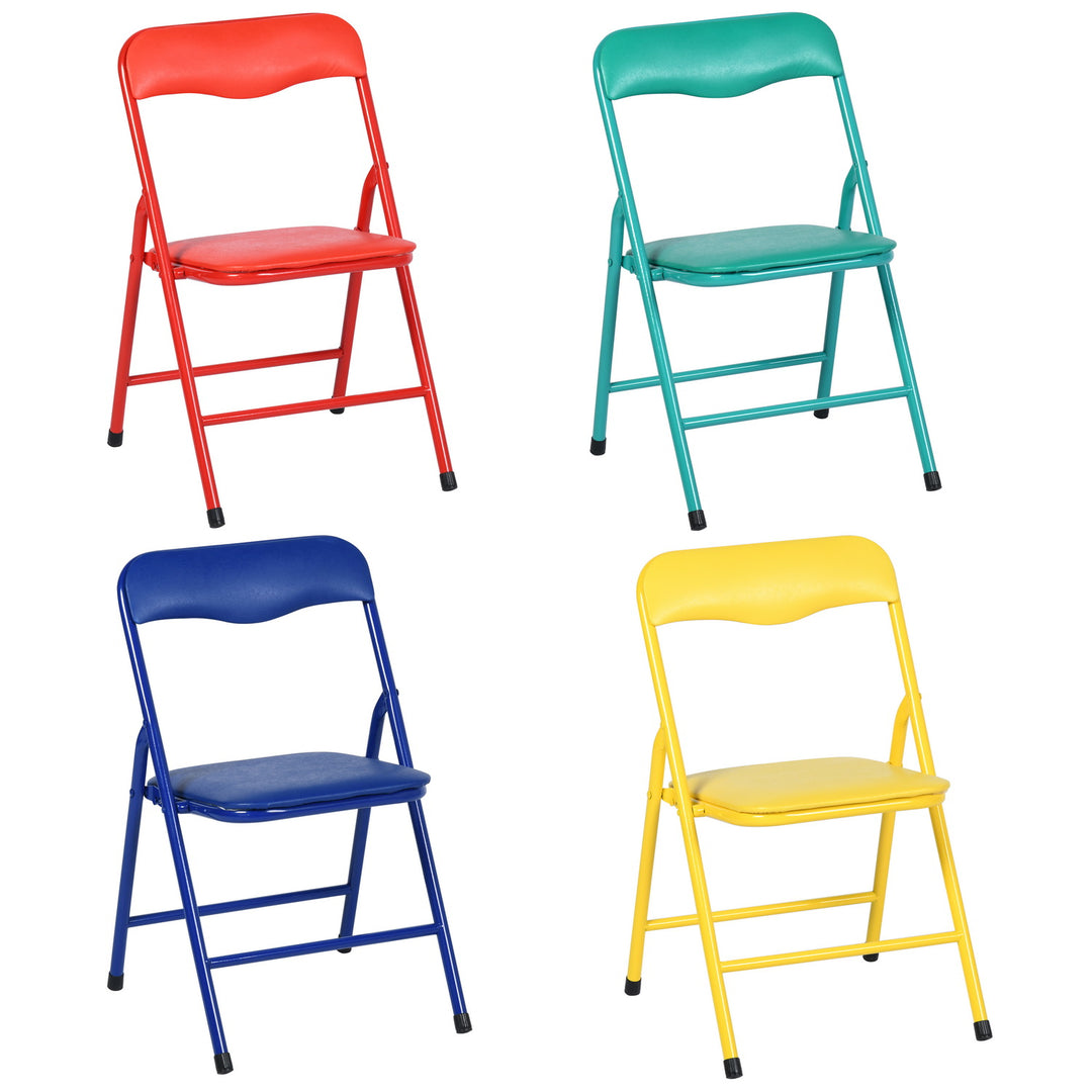 Furniture R 5PCS-Children's Table and Chair Sets, Vibrant Coloured Foldable Upholstered Seats, Portable Metal Base for Bedroom and Daycare Classroom, Playrooms, Easy-Clean Surface, 61x61x50CM