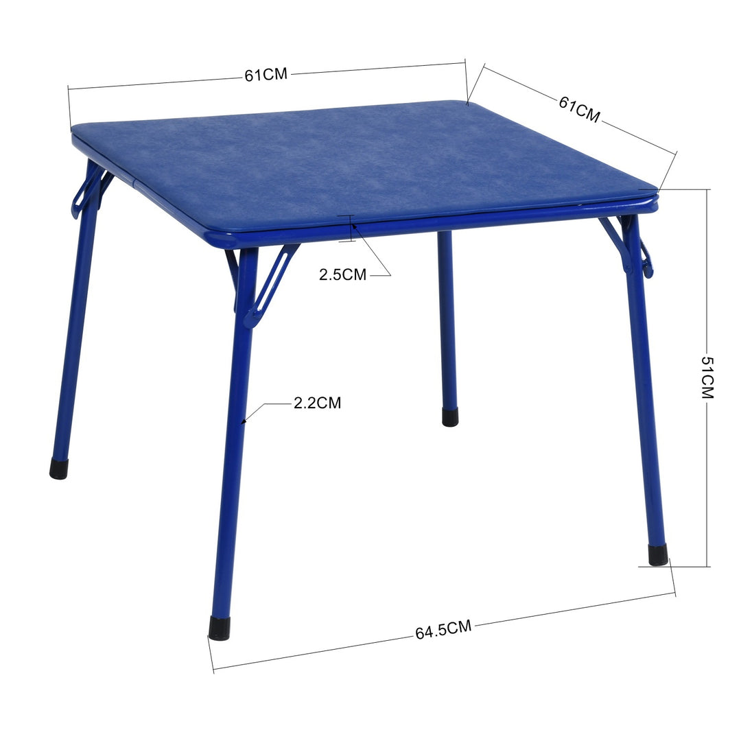 Furniture R 5PCS-Children's Table and Chair Sets, Vibrant Coloured Foldable Upholstered Seats, Portable Metal Base for Bedroom and Daycare Classroom, Playrooms, Easy-Clean Surface, 61x61x50CM