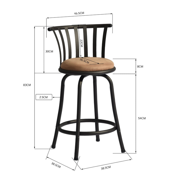 Furniture R Barhocker im Industrie-Chic-Stil mit Polsterung und drehbarem Fuß