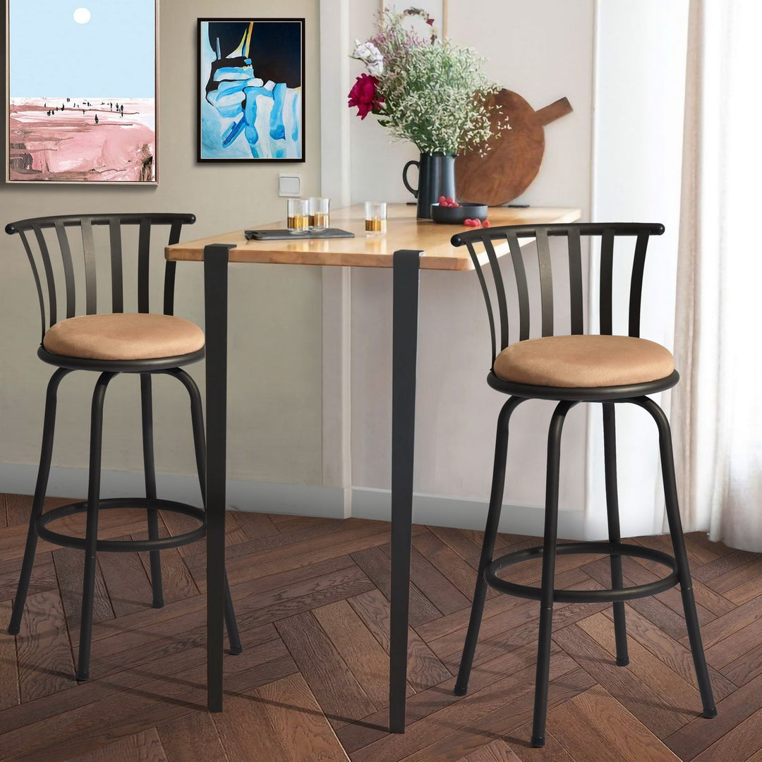 Furniture R Industrial-Chic Upholstery Bar Stool With Rotating Base