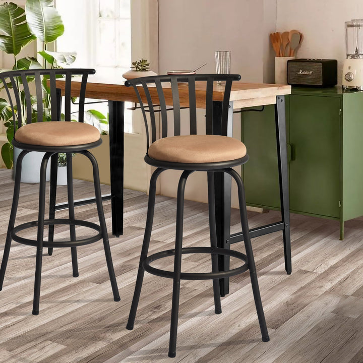 Furniture R Industrial-Chic Upholstery Bar Stool With Rotating Base