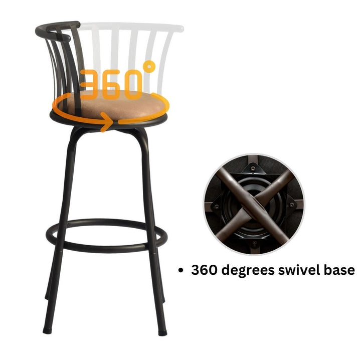 Furniture R Industrial-Chic Upholstery Bar Stool With Rotating Base