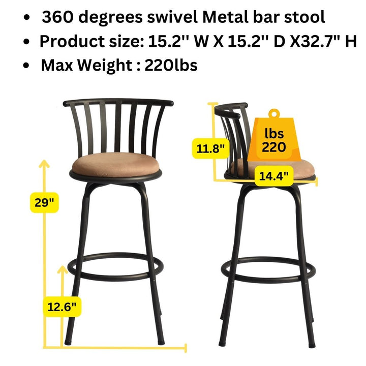 Furniture R Industrial-Chic Upholstery Bar Stool With Rotating Base