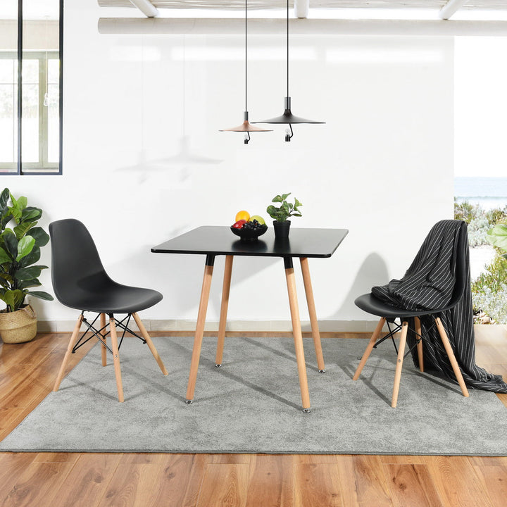 Furniture R Minimalist Square Top  Wooden Leg Dining Table For Small Spaces