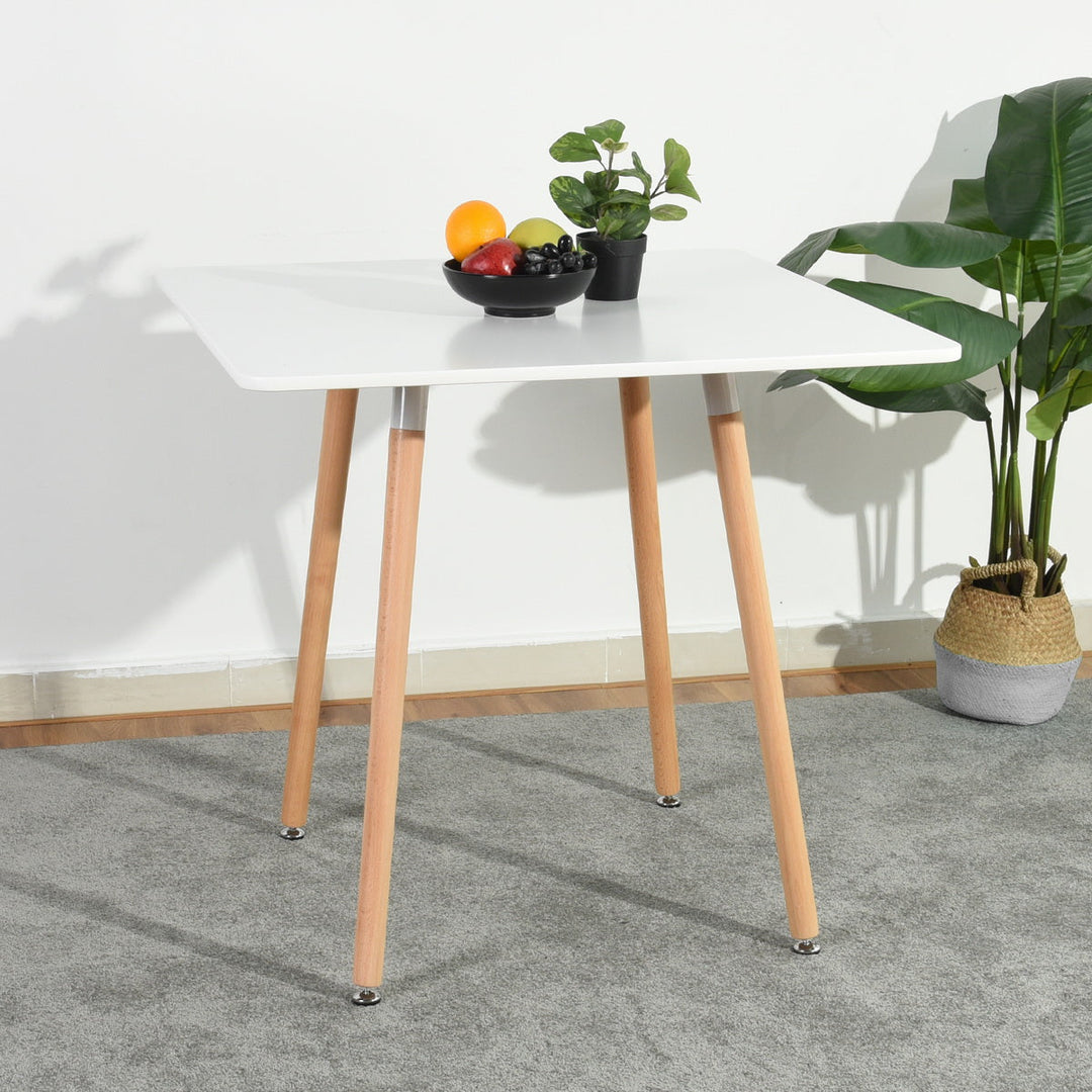 Furniture R Minimalist Square Top  Wooden Leg Dining Table For Small Spaces