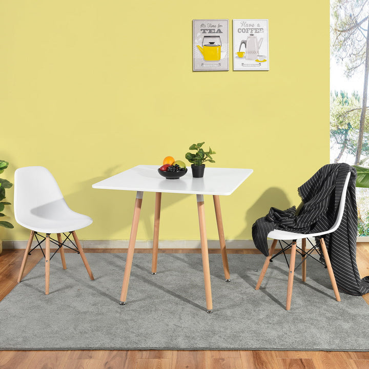 Furniture R Minimalist Square Top  Wooden Leg Dining Table For Small Spaces