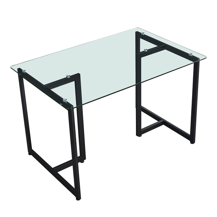 Furniture R Modern T-Legged Slip Glass Dining Table With Industrial Chic Style