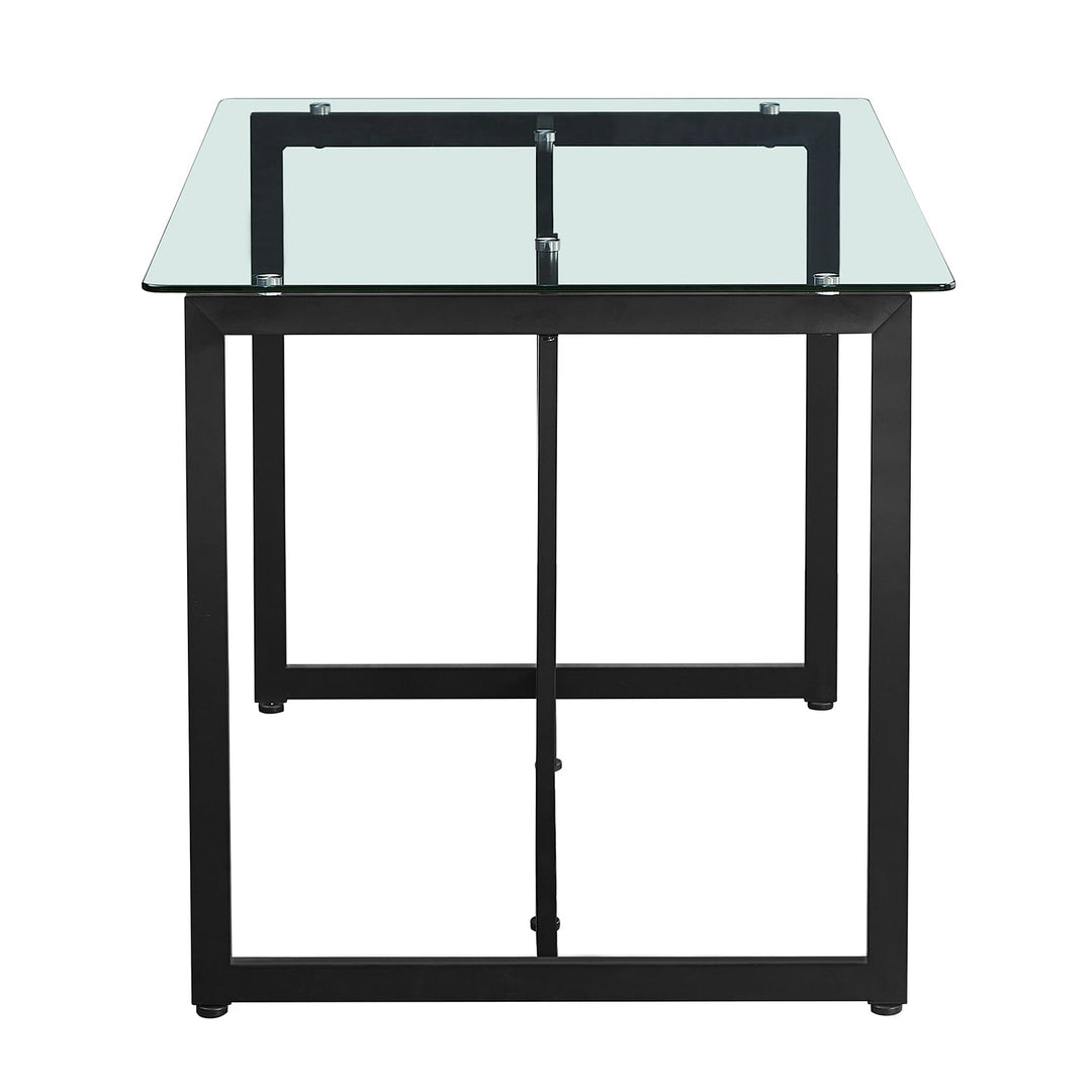 Furniture R Modern T-Legged Slip Glass Dining Table With Industrial Chic Style