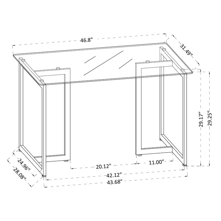 Furniture R Modern T-Legged Slip Glass Dining Table With Industrial Chic Style