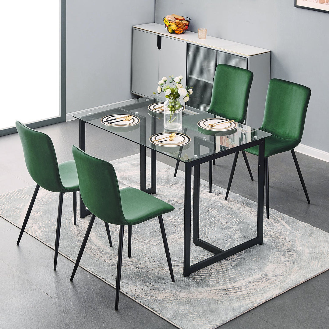 Furniture R Modern T-Legged Slip Glass Dining Table With Industrial Chic Style