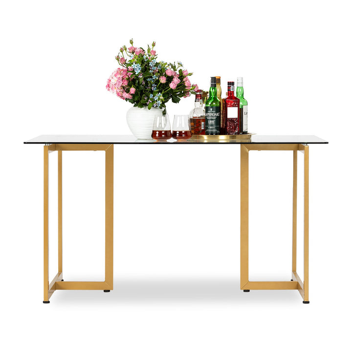 Furniture R Modern T-Legged Slip Glass Dining Table With Industrial Chic Style