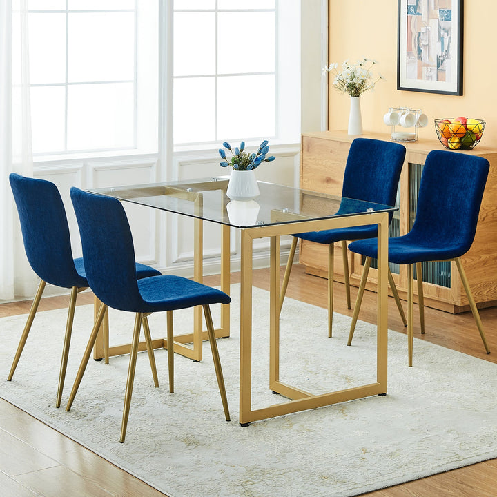 Furniture R Modern T-Legged Slip Glass Dining Table With Industrial Chic Style