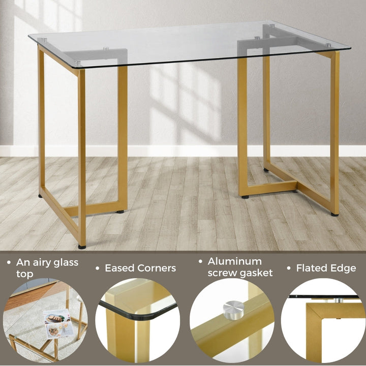 Furniture R Modern T-Legged Slip Glass Dining Table With Industrial Chic Style