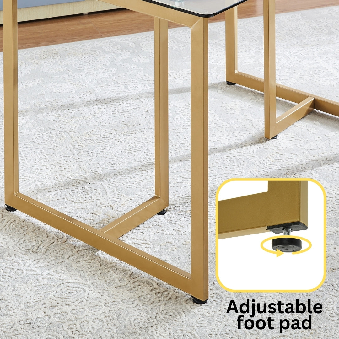 Furniture R Modern T-Legged Slip Glass Dining Table With Industrial Chic Style
