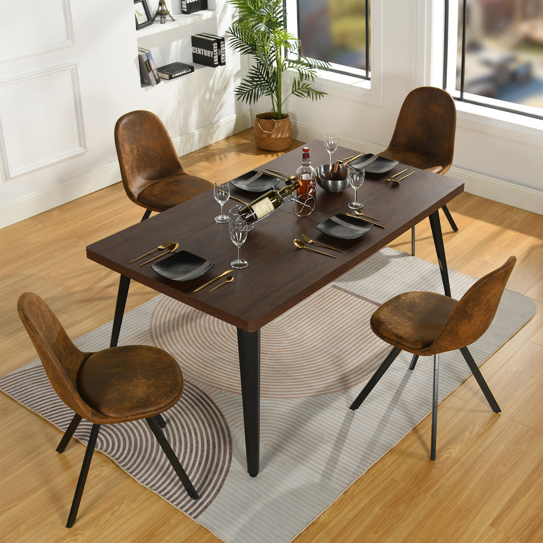 FurnitureR 150 cm Rectangular Living Room and Kitchen Table, Suitable for 6-8 People, Vintage Brown Wood Tray with Bevelled Edge and Flat Iron Legs, 150 x 80 x 74 cm
