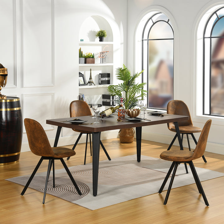 FurnitureR 150 cm Rectangular Living Room and Kitchen Table, Suitable for 6-8 People, Vintage Brown Wood Tray with Bevelled Edge and Flat Iron Legs, 150 x 80 x 74 cm