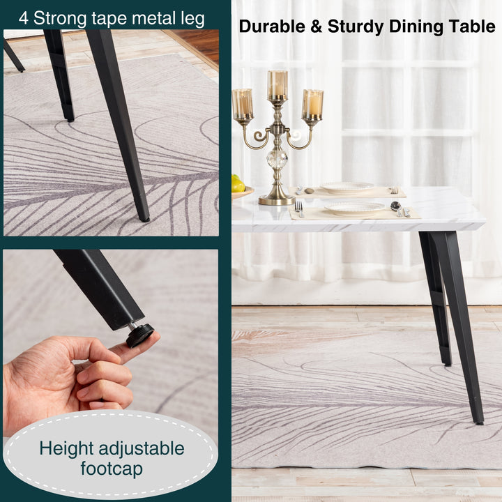 Meuble R 150cm Table de Salon et de Cuisine Rectangulaire, pour 6-8 Personnes, Plateau en Bois Brun Vintage avec Bord Biseauté et Pieds en Fer Plat