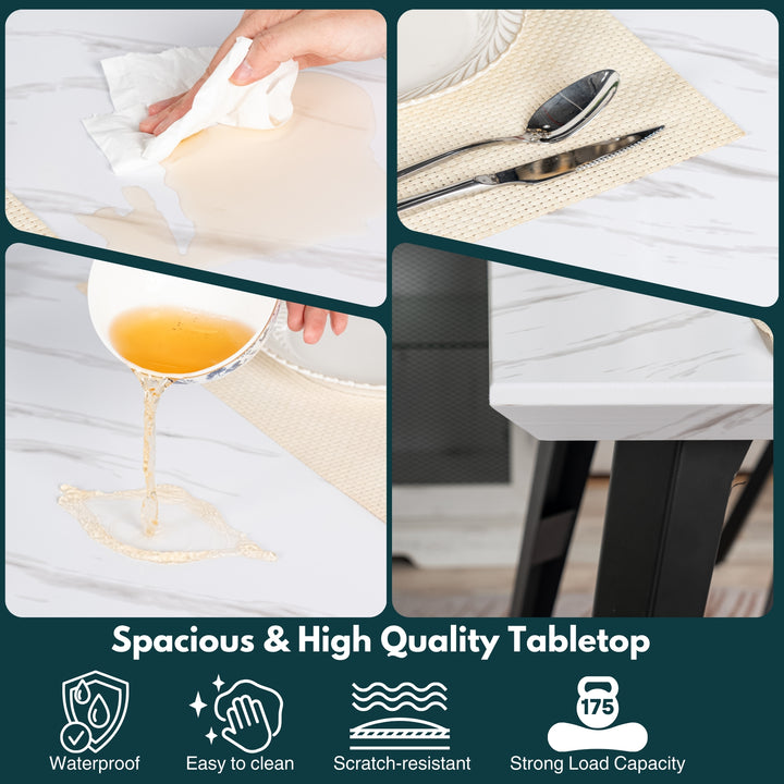 Meuble R 150cm Table de Salon et de Cuisine Rectangulaire, pour 6-8 Personnes, Plateau en Bois Brun Vintage avec Bord Biseauté et Pieds en Fer Plat