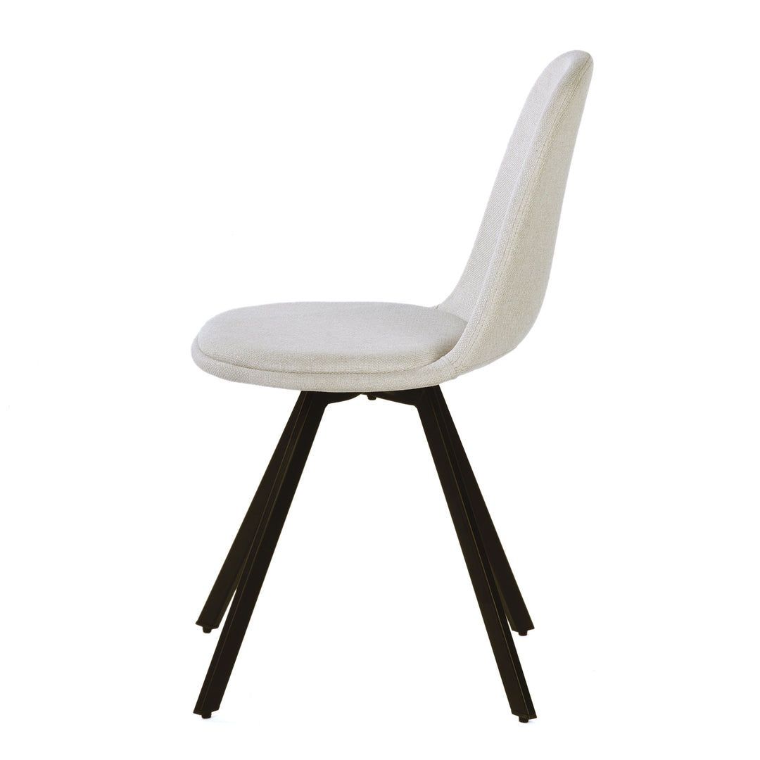 Furniture R Lot de 4 Chaises, Pivotant sur 360° sans Accoudoirs et avec des Pieds Radiaux en Métal, Élégantes pour la Chambre a Coucher et la Salle a Manger, Couleur Crème, Beige, 41 x 46 x 77cm