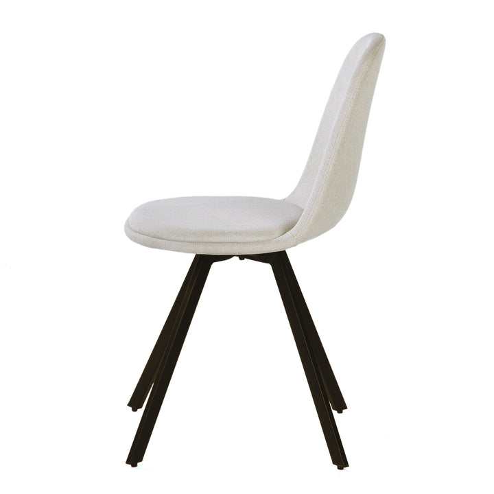 Furniture R Lot de 4 Chaises, Pivotant sur 360° sans Accoudoirs et avec des Pieds Radiaux en Métal, Élégantes pour la Chambre a Coucher et la Salle a Manger, Couleur Crème, Beige, 41 x 46 x 77cm