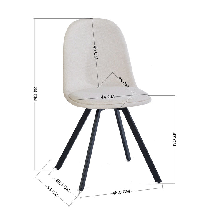 Furniture R Lot de 4 Chaises, Pivotant sur 360° sans Accoudoirs et avec des Pieds Radiaux en Métal, Élégantes pour la Chambre a Coucher et la Salle a Manger, Couleur Crème, Beige, 41 x 46 x 77cm
