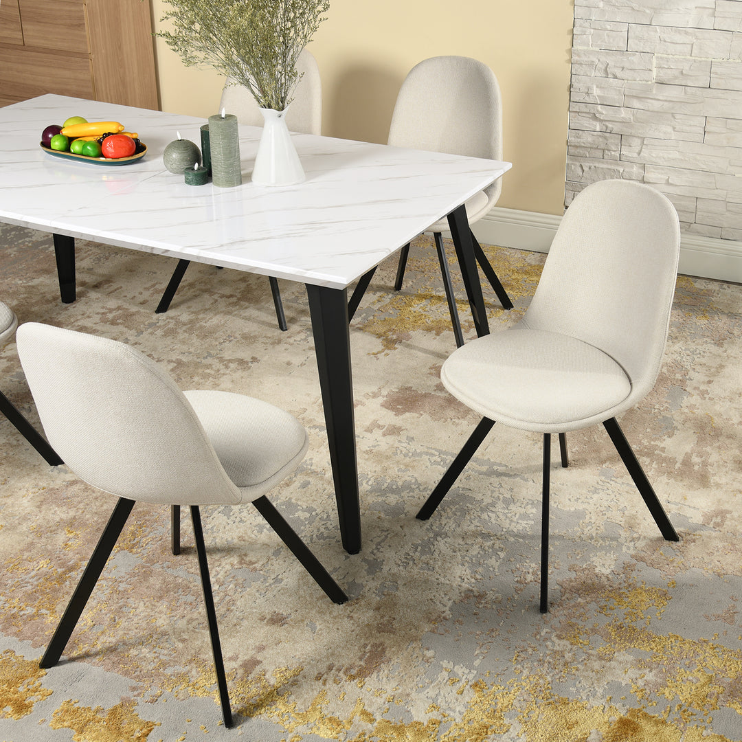 Furniture R Lot de 4 Chaises, Pivotant sur 360° sans Accoudoirs et avec des Pieds Radiaux en Métal, Élégantes pour la Chambre a Coucher et la Salle a Manger, Couleur Crème, Beige, 41 x 46 x 77cm