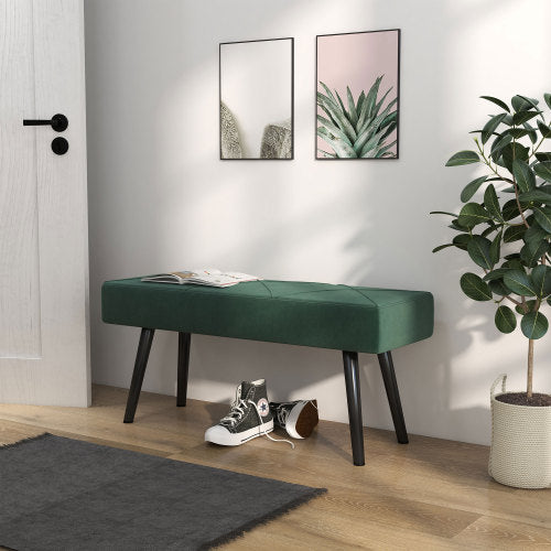 FurnitureR Banquette Rembourrée en Velours Vert, Banquette Lit, Banquette D'entrée, Motif en X, Jusqu'à 120 kg, 100 x 36 x 45 cm