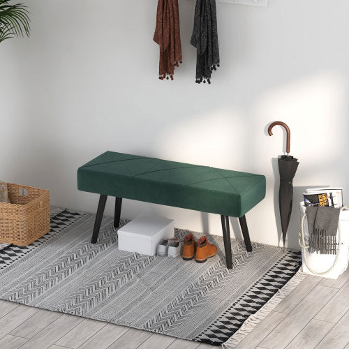 FurnitureR Banquette Rembourrée en Velours Vert, Banquette Lit, Banquette D'entrée, Motif en X, Jusqu'à 120 kg, 100 x 36 x 45 cm