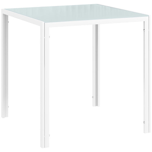 FurnitureR Table à Manger Square pour 4 Persons, Table de Cuisine en Verre Trempé, Capacité de Charge Jusqu'à 80kg, 75x75cm, Blanc