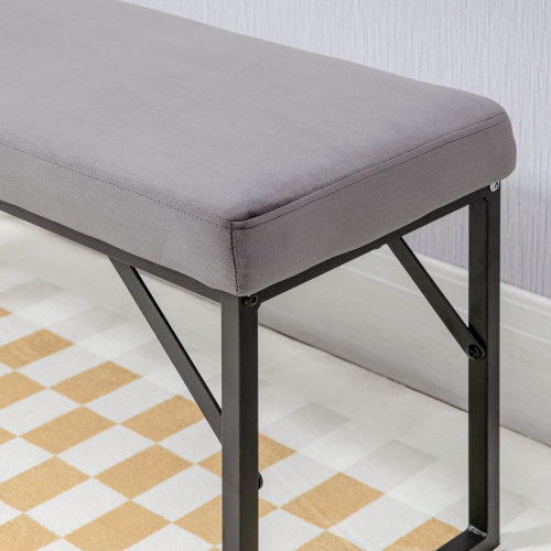 FurnitureR Banquette Rembourrée en Velours, Banquette Lit, Banquette de Maquillage, Banquette D'entrée, Gris Foncé, 115 x 46 x 49cm